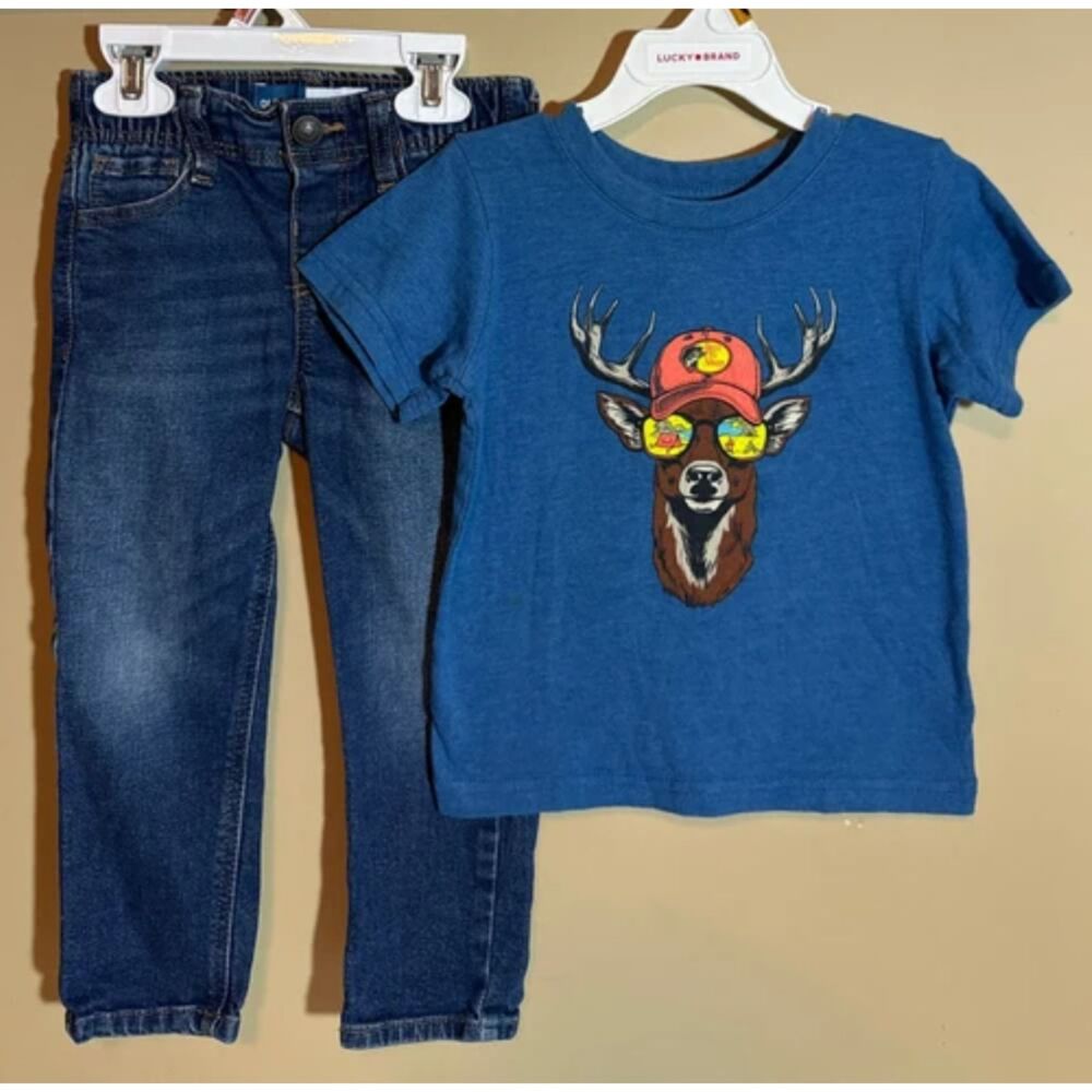 Bass Pro Shops T-Shirt & Old Navy Skinny Jeans 2pc Outfit Boys 3T 4062